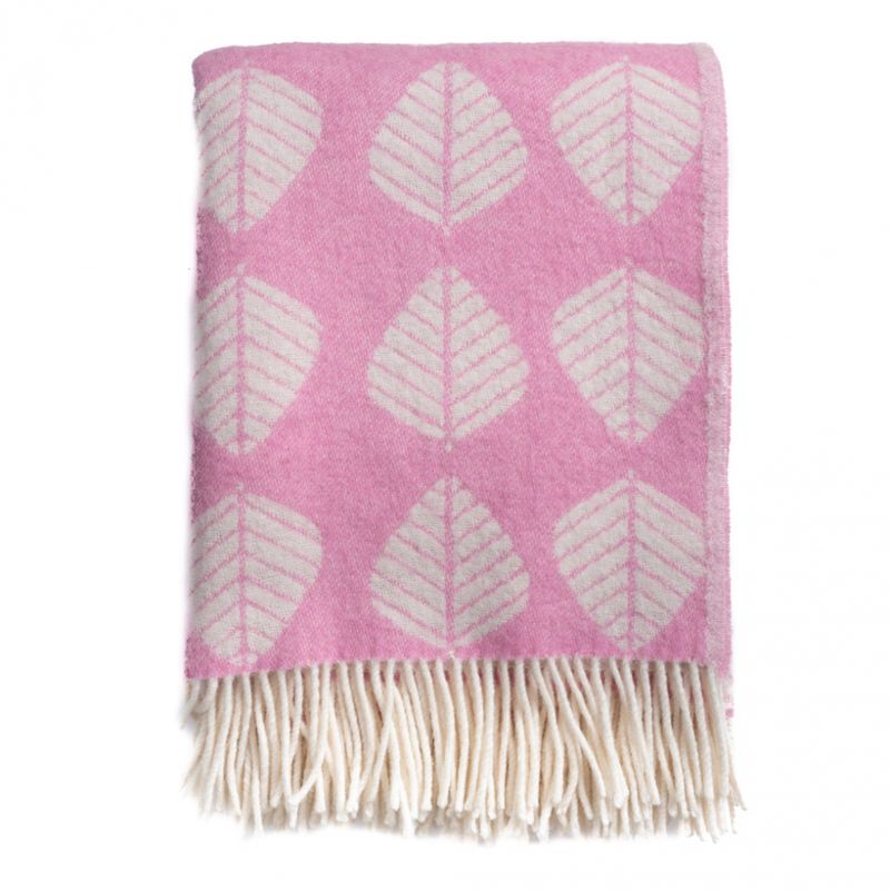 Ullpledd LØV - pink