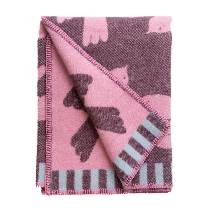 Hovedbilde Ullpledd FUGL - lilla/rosa