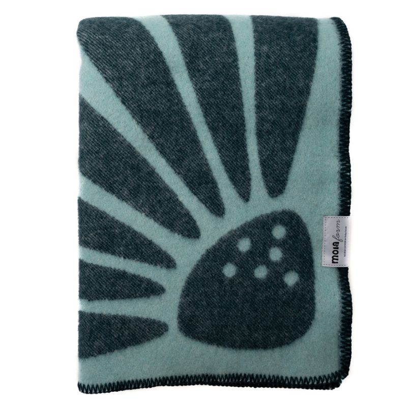 Ullpledd SOMMER petrol/mint