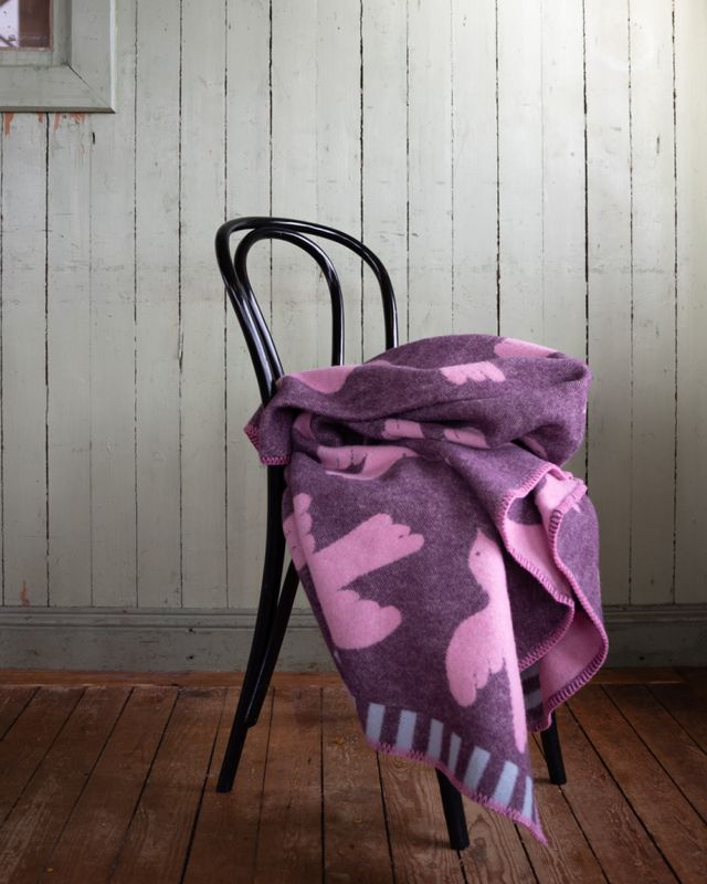 Ullpledd FUGL - lilla/rosa